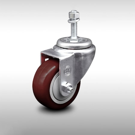 Service Caster 3.5 Inch SS Maroon Polyurethane Wheel Swivel 3/8 Inch Threaded Stem Caster SCC SCC-SSTS20S3514-PPUB-MRN-381615
